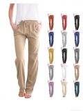 Women's Casual Cotton Linen Wide Leg Pants High Waist Drawstring Loose Fit Solid Color Long Trousers With Pockets For Spring Summer Autumn Ladies Comfortable Loungewear