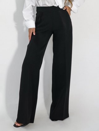 Women's High Waisted Wide Leg Trousers Solid Color Drape Polyester Casual Pants Loose Straight Commute Dress Pants For Office Daily Work