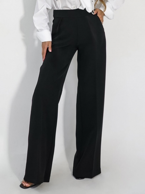 Women's High Waisted Wide Leg Trousers Solid Color Drape Polyester Casual Pants Loose Straight Commute Dress Pants For Office Daily Work