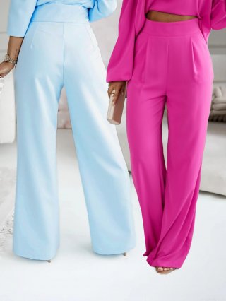 Women's Elegant High Waist Wide Leg Pants Solid Color Polyester Commuter Straight Trousers For Office Lady Daily Wear Fashion Loose Long Pants