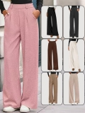 Women's High Waisted Wide Leg Pants Casual Solid Color Straight Drapey Trousers Soft Loose Fit Slacks For Autumn Winter Office Daily Wear