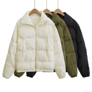 Women's Mid-Length Puffer Cotton Jacket Polyester Windproof Stand Collar Zipper Pockets Quilted Coat For Winter Outdoor Daily Western Street Fashion