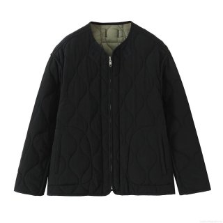 Women's Quilted Jacket Reversible Diamond Pattern Padded Cotton Coat Round Neck Zipper Lightweight Pockets Street Style Winter Warm Outerwear Windproof Jacket