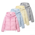 Women's Hooded Winter Puffer Jacket Sweet Macaron Color Loose Fit Padded Coat Warm Quilted Outerwear With Drawstring Hem Full Zip Parka For Daily Travel