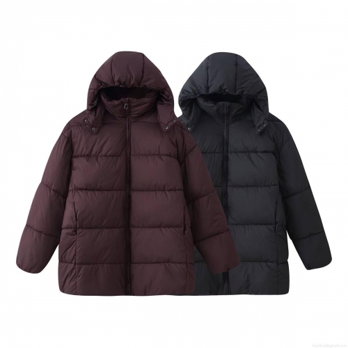 Women's Oversized Hooded Cotton Padded Jacket Mid-Length Quilted Winter Coat Casual Loose Outwear With Zipper For Women