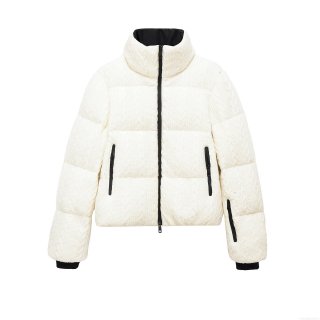 Women's Casual Winter Puffer Jacket Cable Knit Texture Thick Warm Stand Collar Windproof Ski Coat Retro Women's Outerwear