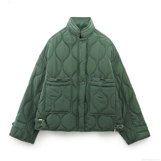Women's Fashion Quilted Puffer Jacket 100% Polyester Hooded Short Coat Vintage Solid Color Casual Winter Outerwear For Women With Large Pockets