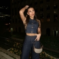Women's Sexy Denim Blue Two-Piece Pants Set Polyester Sleeveless Button Crop Top High Waist Wide Leg Trousers Belt Fashion Streetwear Outfits