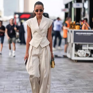 Women's Elegant Sleeveless Suit Vest and Wide Leg Pants Two Piece Set Solid Color Polyester Commuter Office Wear Outfits For Ladies