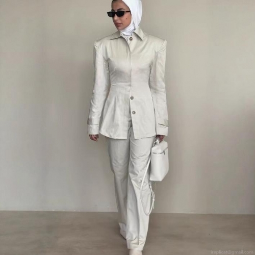 Women's 2 Piece Business Suit Set Slim Fit Lapel Blazer And Straight Leg Pants Office Commute Professional Elegant Solid Polyester Outfits For Women