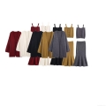 Women's 3-Piece Knit Skirt Set Solid Polyester Cardigan With Button Cami Tank Top And High Waist Fishtail Midi Skirt Autumn Winter Casual Outfit