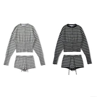 Women's Casual Striped Knitted Two Piece Set Long Sleeve Button Up Cardigan And Drawstring Shorts Knitwear Loungewear Suit For Autumn Streetwear