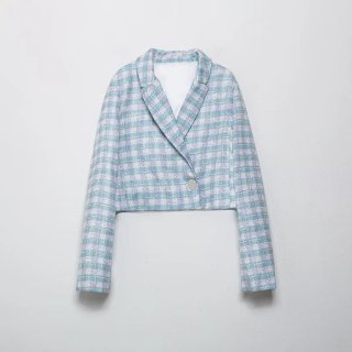 Women's Vintage Tweed Plaid 2 Piece Set Elegant Cropped Jacket and High Waist Culottes Skort Cotton Blend Woven Button Up Short Set Casual Chic Streetwear