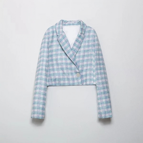 Women's Vintage Tweed Plaid 2 Piece Set Elegant Cropped Jacket and High Waist Culottes Skort Cotton Blend Woven Button Up Short Set Casual Chic Streetwear