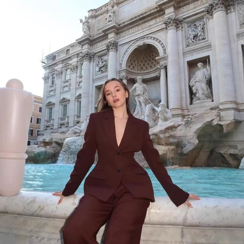 Women Business Suit Set Polyester Slim Fit Single Breasted Blazer Mini Skirt And High Waist Straight Leg Trousers Professional 3 Piece Office Workwear Career Outfit For Women Coffee Brown