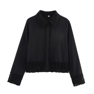 Women's Elegant Crochet Lace Trim Shirt And Shorts Individual Pieces Two Piece Set Elegant Long Sleeve Blouse High Waist Casual Shorts For Summer Streetwear Outfits