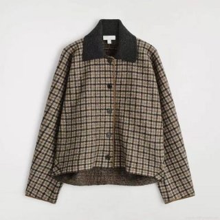 Women Vintage Plaid Tweed Skirt Set Two Piece Outfit Long Sleeve Button Down Cropped Jacket And Mini A-Line Skirt Suits For Vacation Streetwear Daily Wear