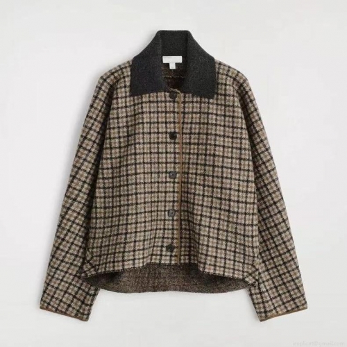 Women Vintage Plaid Tweed Skirt Set Two Piece Outfit Long Sleeve Button Down Cropped Jacket And Mini A-Line Skirt Suits For Vacation Streetwear Daily Wear