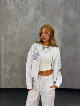 Women's Casual Sporty Two-Piece Set Loose Hooded Zip-Up Sweatshirt and Drawstring Sweatpants with Letter Print Tag Cotton Blend Autumn Outfit Streetwear Co-ord