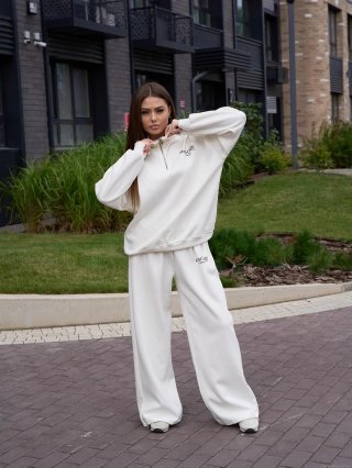 Women's Casual Two Piece Sportswear Set Half Zip Stand Collar Sweatshirt and Wide Leg Sweatpants Cotton Blend Loungewear Outfit Streetwear For Women