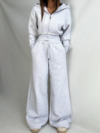 Women's Casual 2 Piece Sweatsuit Set 100% Cotton Short Zip Up Hooded Sweatshirt And High Waisted Wide Leg Long Pants Solid Color Sporty Tracksuit For Women