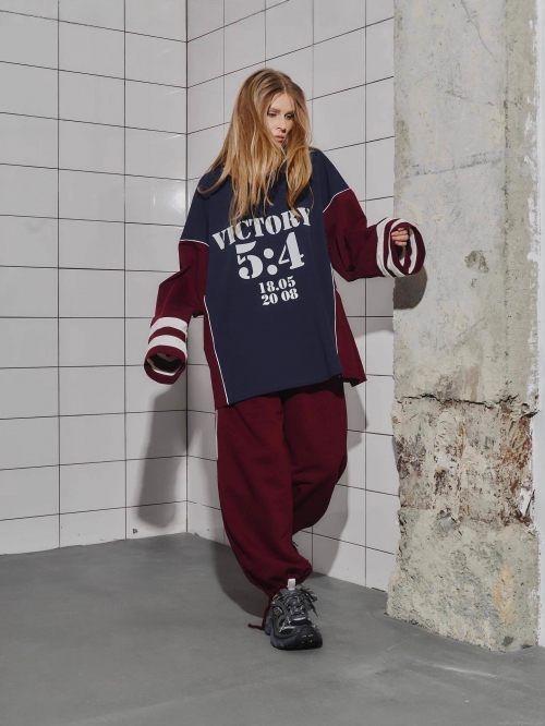 Women's Casual Sports Set Oversized Color-blocking Hoodie Sweatshirt and Straight Leg Pants Two Piece Set American Retro Streetwear Cotton Blend Outfits