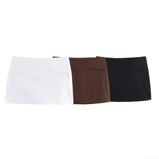 Women's High Waist Skorts Summer European Casual Solid Color Polyester Mini Skirt-Pants Fashion Versatile Slim Skort For Ladies Daily Wear