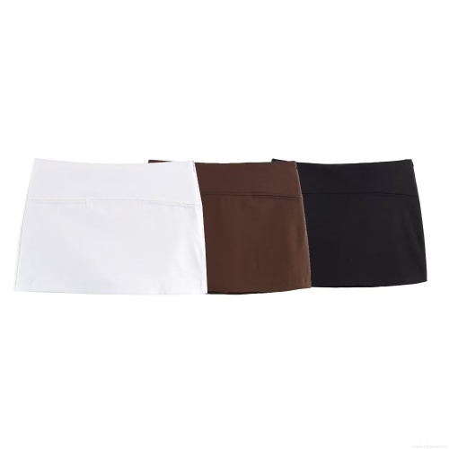 Women's High Waist Skorts Summer European Casual Solid Color Polyester Mini Skirt-Pants Fashion Versatile Slim Skort For Ladies Daily Wear
