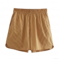 Women's Casual Striped Polyester Shorts Elastic Waist Loose Fit Beach Vacation Summer Western Streetwear High Waist Short Pants for Women