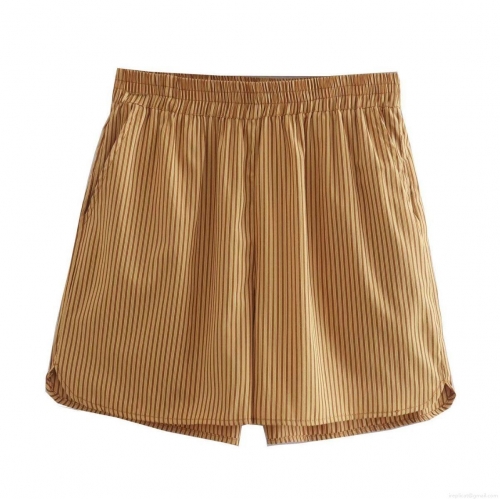 Women's Casual Striped Polyester Shorts Elastic Waist Loose Fit Beach Vacation Summer Western Streetwear High Waist Short Pants for Women