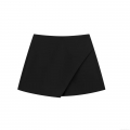 Women's High Waisted Asymmetric Wrap Skort Shorts Fashion Solid Color Side Zipper Slimming A-Line Mini Skirt For Summer Streetwear Street Fashion