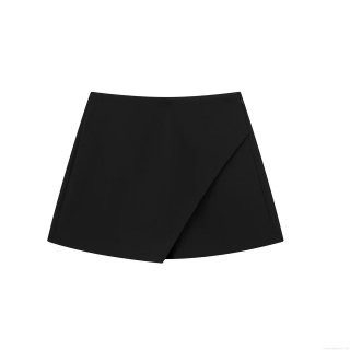 Women's High Waisted Asymmetric Wrap Skort Shorts Fashion Solid Color Side Zipper Slimming A-Line Mini Skirt For Summer Streetwear Street Fashion