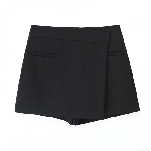Women's High Waist Asymmetric Skorts Fashion Solid Color Slim Fit Mini Skirt Shorts Streetwear Y2K Style Wrap Shorts for Women Polyester Casual Bottoms