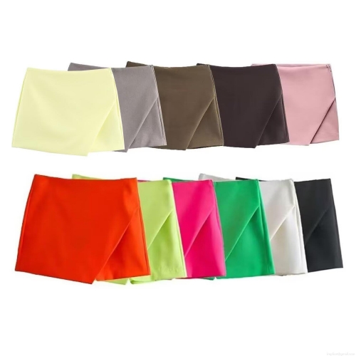 Women's Asymmetric Wrap Skort High Waist Polyester Solid Color Fashion Streetwear Shorts Skirt Casual Daily Versatile Slim Fit Bottoms