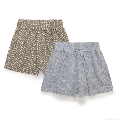 Women's Summer Casual Cotton Blend Shorts With Floral Embroidery Elastic High Waist Hollow Out Streetwear Beach Shorts For Women