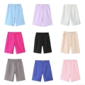 Women's Casual High Waist Bermuda Shorts Solid Color Loose Wide Leg Shorts With Pockets Summer European American Streetwear Polyester Woven Shorts
