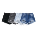 Women's High Waist Ripped Denim Shorts Distressed Fringe Hem Jean Shorts Casual Summer Streetwear Hot Pants For Women Girls