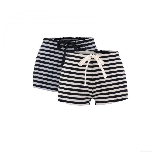 Women's Casual Striped Knit Shorts Soft Cotton Blend Elastic Waist Drawstring Summer Beach Streetwear Fashion Shorts Bottoms For Women