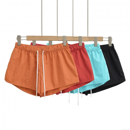 Women's Casual Athletic Shorts 95% Polyester Elastic Waist Drawstring A-Line Loose Hot Pants For Summer Sports Beach Streetwear