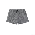 Women's Casual Plaid Shorts High Waist Drawstring Seersucker Shorts Black and White Checkered Gingham Short Pants Summer Streetwear Beach Bottoms with Pockets