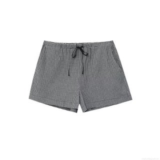 Women's Casual Plaid Shorts High Waist Drawstring Seersucker Shorts Black and White Checkered Gingham Short Pants Summer Streetwear Beach Bottoms with Pockets