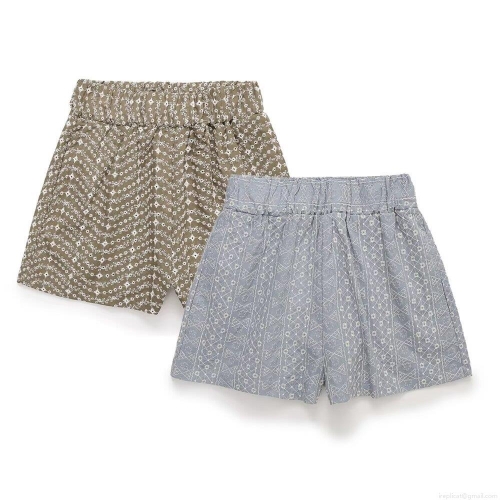 Women's Summer Shorts Cotton Blend Hollow Out Floral Embroidery Elastic Waist Breathable Casual Daily Bottoms Beach Vacation Daisy Pattern Fashionable Short Pants