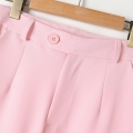 Women's High Waist Wide Leg Suit Shorts Fashion Loose Straight Bermuda Knee Length Casual Office Trousers With Pockets Solid Color Work Wear