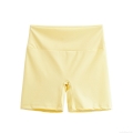 Women's High Waist Biker Shorts Polyester Spandex Yoga Running Cycling Shorts Solid Pale Yellow Slim Fit Athletic Workout Gym Hot Pants