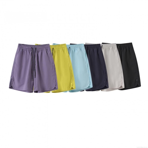 Women's High Waist Quick Dry Drawstring Athletic Casual Shorts Straight Leg Loose Summer Solid Five-Point Pants With Side Buttons Outdoor Sport Wear