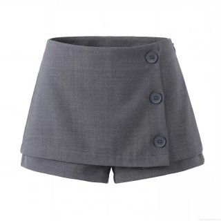Women High Waist Side Button Suit Skort Asymmetric A-Line Mini Skirt Shorts With Pockets Polyester Rayon Streetwear Sexy Bottoms Daily Wear