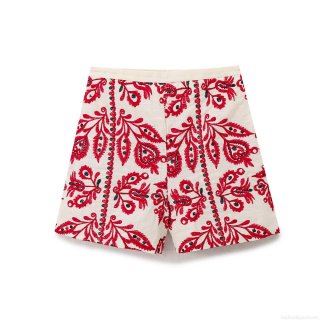 Women's High Waisted Bohemian Ethnic Embroidery Shorts Cotton Polyester Blend Woven Casual Hot Pants for Summer Vacation Travel
