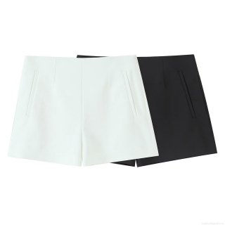 Women's High Waisted Casual Shorts Polyester Minimalist Solid Color Summer Bottoms Slim Fit Dressy Short Pants for Ladies Office Wear