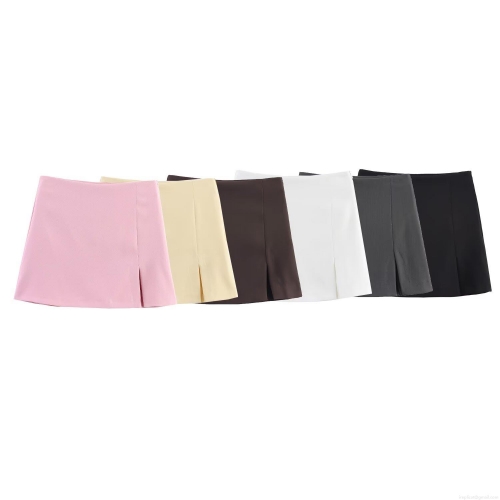 Women's High Waist A-Line Skort With Side Slit Polyester Mini Skirt Shorts For Daily Party Summer Fashion Solid Color Trendy Elegant Versatile Clothing For Women
