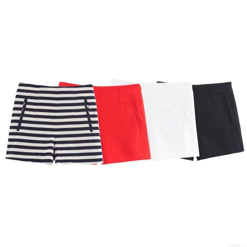 Women High Waisted Shorts Casual Breathable Polyester Ice Linen Summer Mini Shorts for Daily Vacation Commuting Fashion Striped Solid Color Bottoms for Ladies